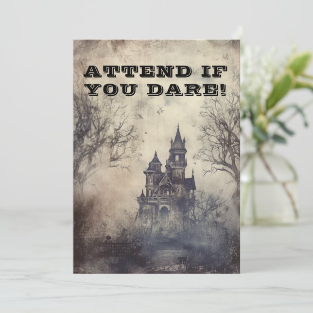Spooky Haunted Mansion Halloween Party Invitation (Standing Front)