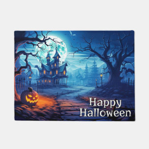 Spooky Haunted Mansion   Happy Halloween Doormat