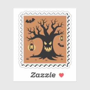 Spooky Haunted Tree Halloween Postage Stamp