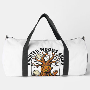 Spooky Haunted Tree Vintage Halloween Warning Shir Duffle Bag