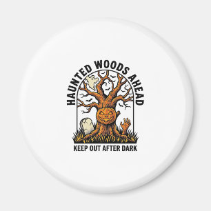 Spooky Haunted Tree Vintage Halloween Warning Shir Magnet