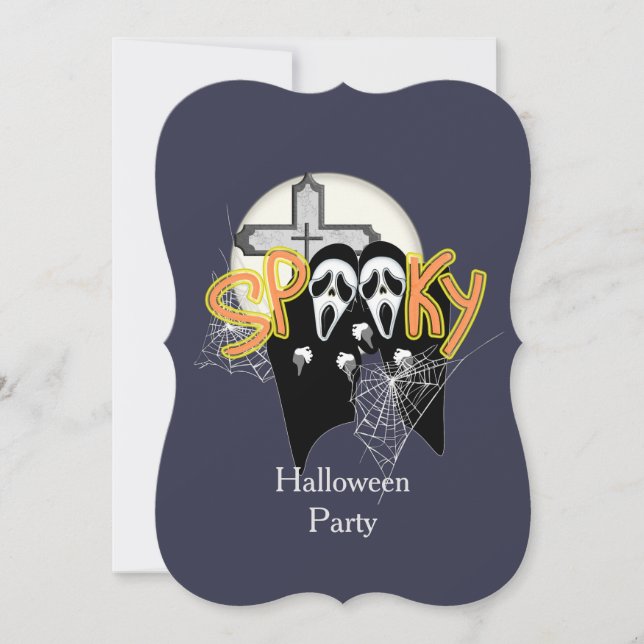 Spooky Haunting Screaming Ghost Faces Halloween Invitation (Front)
