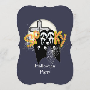 Spooky Haunting Screaming Ghost Faces Halloween Invitation