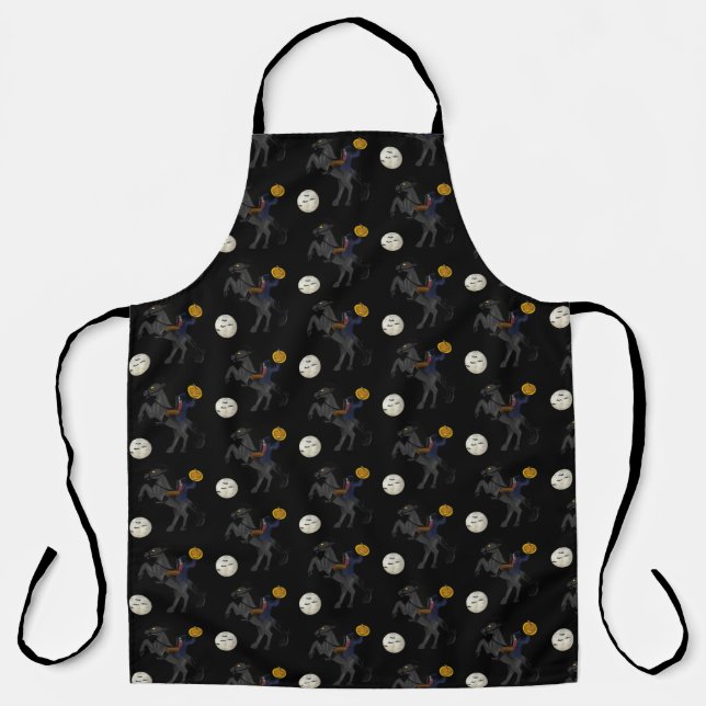 Spooky Headless Horseman Sleepy Hollow Halloween Apron (Front)