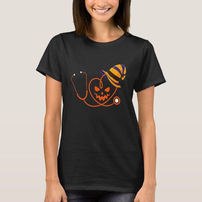 Spooky Heart Stethoscope Witch - Horror Night T-Shirt (Front)