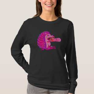 Spooky Hedgehog Vaporwave Creepy Animal Chainsaw H T-Shirt