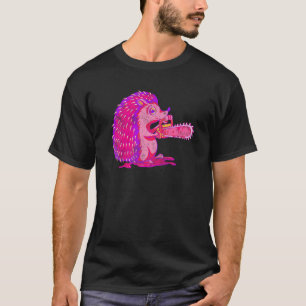 Spooky Hedgehog Vaporwave Creepy Animal Chainsaw H T-Shirt