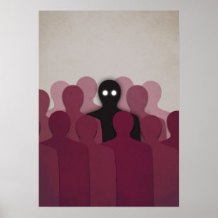 Spooky Horror Art Ghost In People Crowd Poster