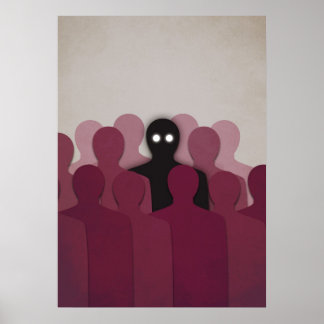 Spooky Horror Art Ghost In People Crowd Poster