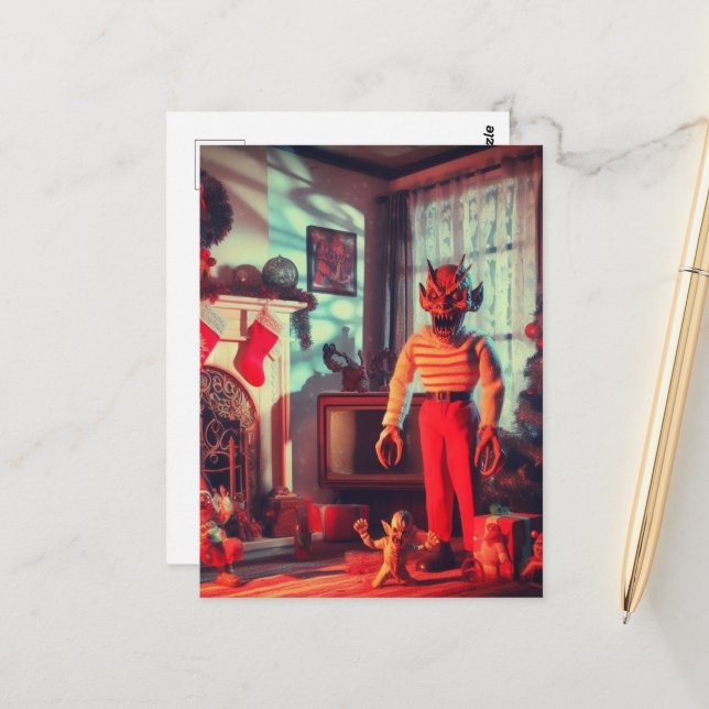 Spooky Horror Christmas Postcard (Front/Back In Situ)