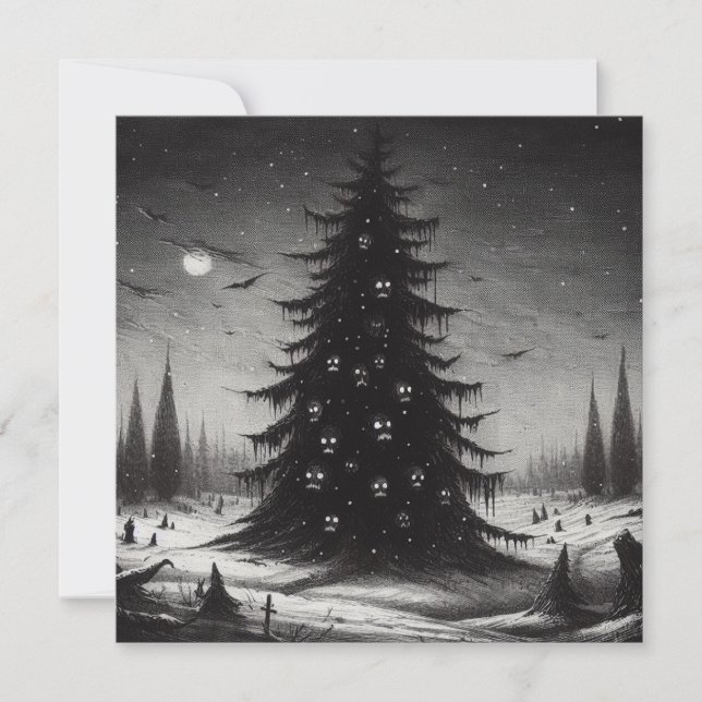 Spooky Horror Christmas Tree Goth Xmas Holiday Card (Front)