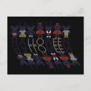 Spooky Horror Stick Cross Halloween Monsters Announcement Postcard