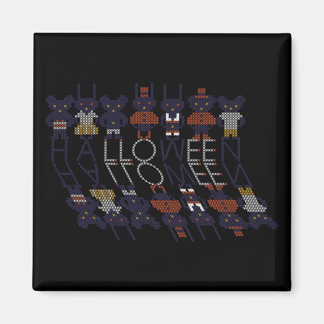 Spooky Horror Stick Cross Halloween Monsters Magnet (Front)