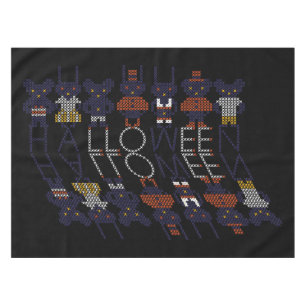 Spooky Horror Stick Cross Halloween Monsters Tablecloth