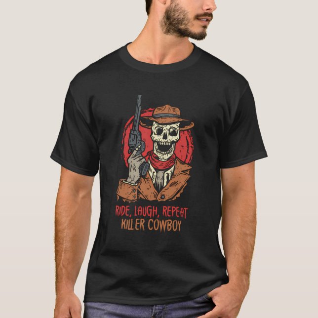 Spooky Horror Western Cowboy Rider Rodeo Country W T-Shirt (Front)