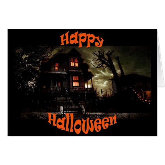spooky house3 halloween greeting card