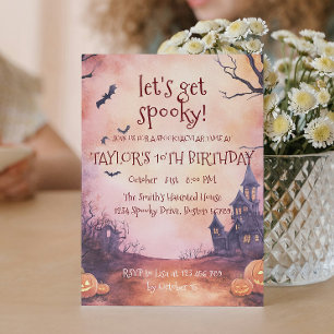 Spooky House and Bats Halloween Birthday Party  Invitation
