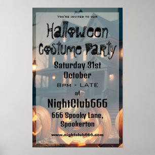 Spooky House and Scary Pumpkins Halloween Party Poster
