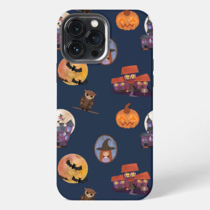 Spooky House Cute Little Witch Owl Moon Halloween iPhone 13 Pro Max Case