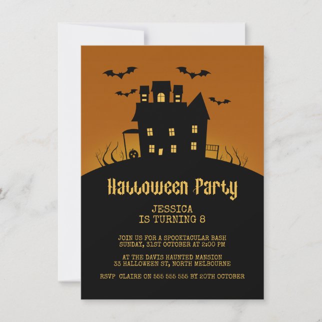 Spooky House Halloween Birthday Invitation (Front)