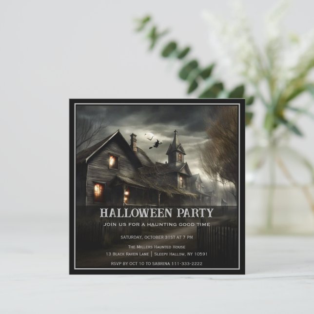 Spooky House Halloween Party Invitation (Standing Front)