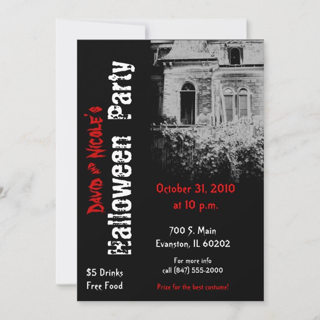 spooky house halloween party invitation (Front)