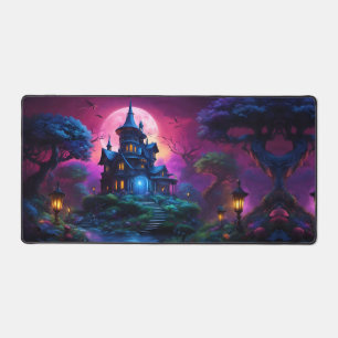 Spooky House on Halloween Hill Desk Mat