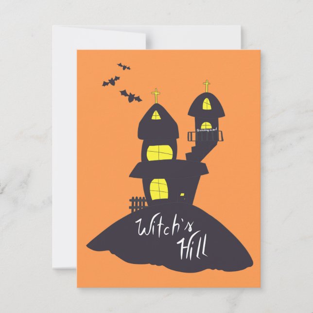 Spooky House on the Hill Halloween Holiday Card (Front)