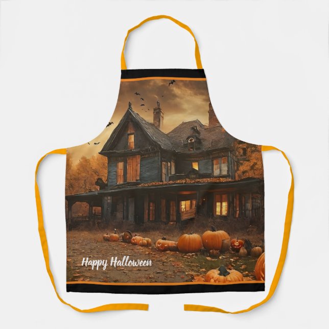 Spooky House Pumpkin Halloween Collection Apron (Front)