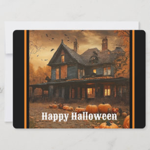 Spooky House Pumpkin Halloween Collection Holiday Card