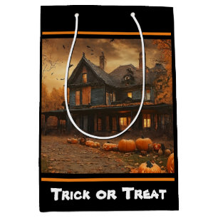 Spooky House Pumpkin Halloween Collection Medium Gift Bag