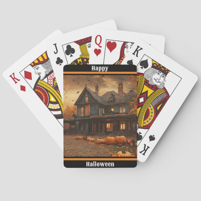 Spooky House Pumpkin Halloween Collection Playing Cards (Back)