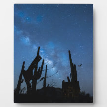 Spooky House & Starry Blue Night Wood Plaque