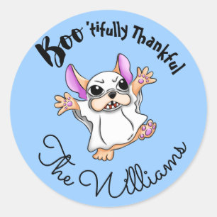 Spooky Hugs: Cute Bulldog Halloween Thank You Classic Round Sticker