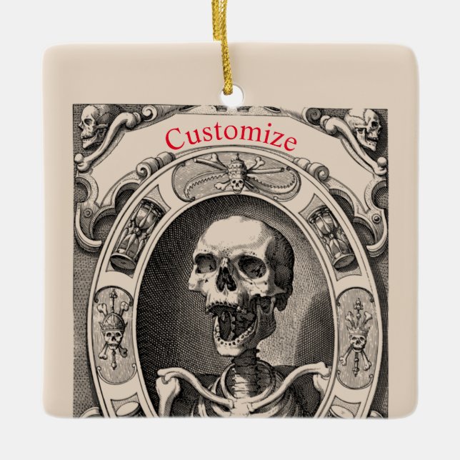 Spooky Human Skull Thunder_Cove   Ceramic Ornament (Front)