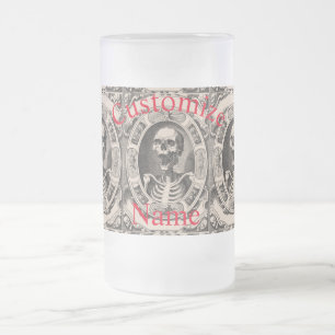 Spooky Human Skull Thunder_Cove Frosted Glass Beer Mug