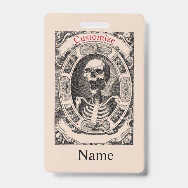 Spooky Human Skull Thunder_Cove ID Badge (Front)