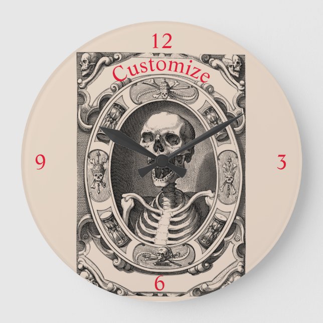 Spooky Human Skull Thunder_Cove  Large Clock (Front)