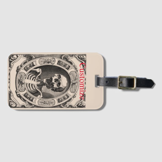 Spooky Human Skull Thunder_Cove Luggage Tag (Front Horizontal)
