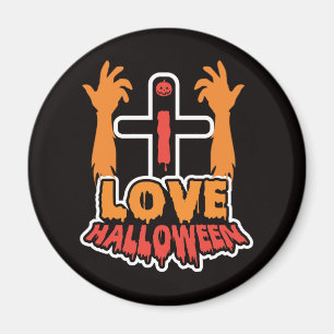 Spooky I Love Halloween Zombie Hands Magnet