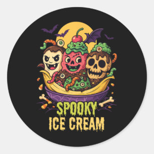 Spooky Ice Cream Dessert Halloween Design Classic Round Sticker