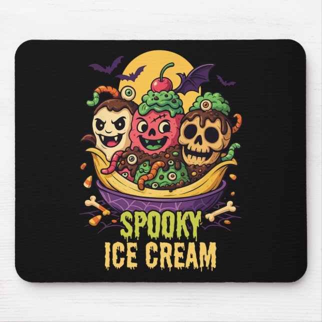 Spooky Ice Cream Dessert Halloween Design  Mouse Mat (Front)