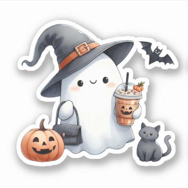 Spooky Iced Coffee Vinyl Sticker (Front)