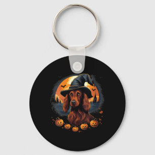 Spooky Irish Setter Dog Witch Halloween V-Neck Key Ring