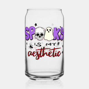 Spooky Is My Aesthetic - Halloween Skull and Ghost Can Glass