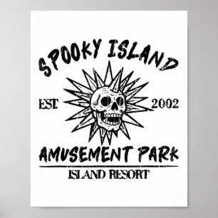 Spooky Island Amusement Park, Disco Skull, Hallowe Poster