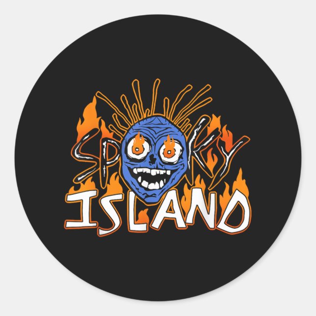 Spooky Island Amusement Park Island Resort Hallowe Classic Round Sticker (Front)