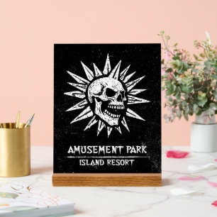 Spooky Island Est 2002 Amusement Park Skull Acrylic Sign