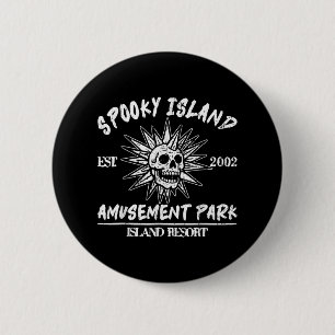Spooky Island Est 2002 Amusement Park Skull Hallow 6 Cm Round Badge
