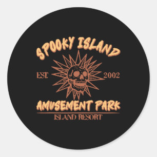 Spooky Island Est 2002 Amusement Park Skull Hallow Classic Round Sticker